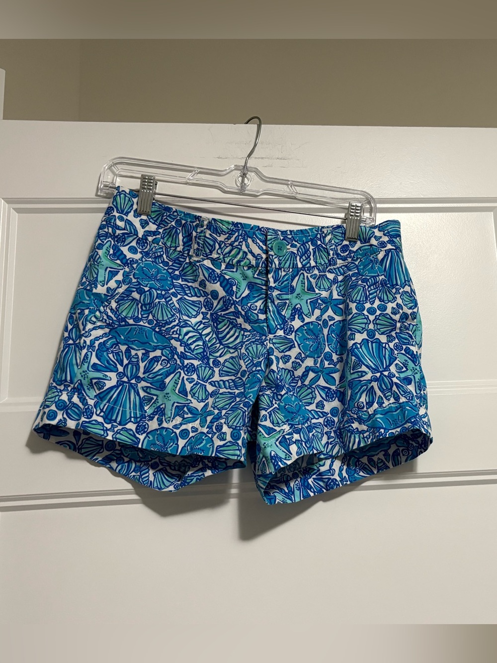 LILLY PULITZER Seashell Callahan Shorts Blue Sailors Valentine Nautical Size 4